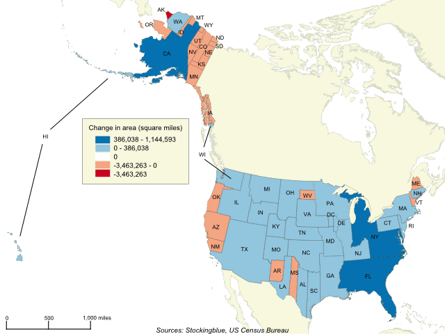 Cartogram map of population in the United States