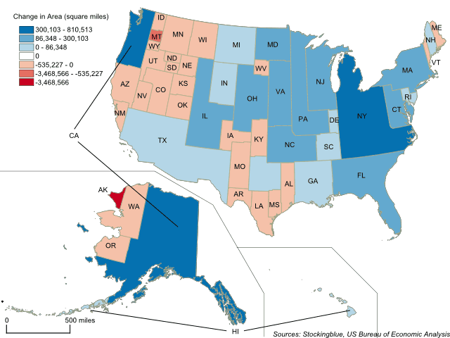 Cartogram map of GDP in the United States