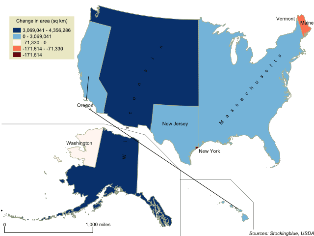 Cartogram map of cranberry production in the United States